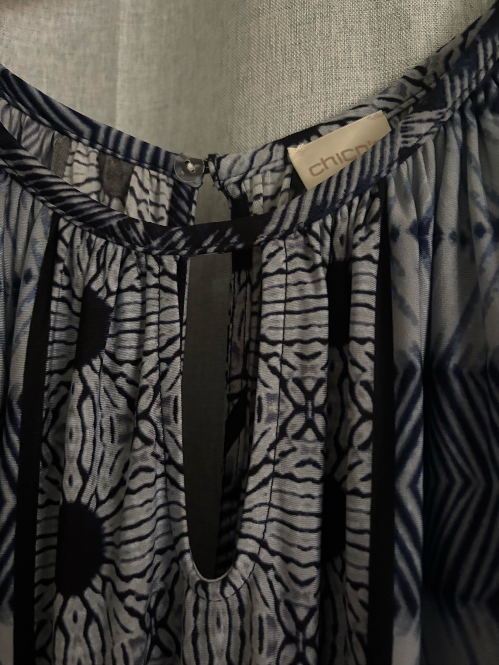 Chico's Navy and White Printed Midi Dress